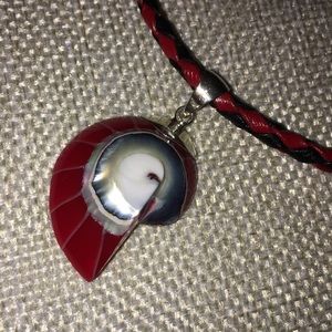 Red Ammonite pendant necklace